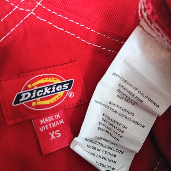 SOLD Vintage Dickies Women XS Contrast Thread Denim Jean Overalls Bib Kidcore - Picture 8 of 8